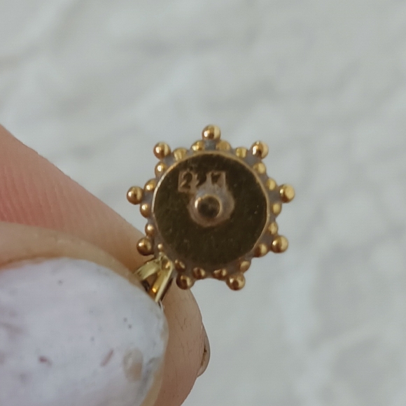 Dainty Ruby Pendant In 22k Gold Vintage Small Gemstone July Birthstone Valentine - Picture 3 of 8